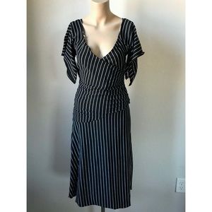 NWT HEART MOON STARS STRIPE KIMONO SLEEVE RUCHED MIDI DRESS M